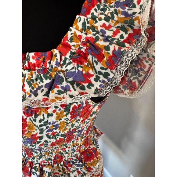 Astr the Label Smocked Floral Ruffle Mini Dress Cottagecore Boho Size Small - Picture 6 of 6